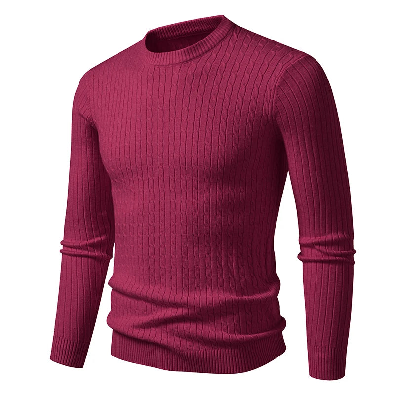 neue Herren Rundhals-Pullover Langarm Leichtgewicht Strickkleid Pullover Casual Oberbekleidung Zopfmuster Pullover