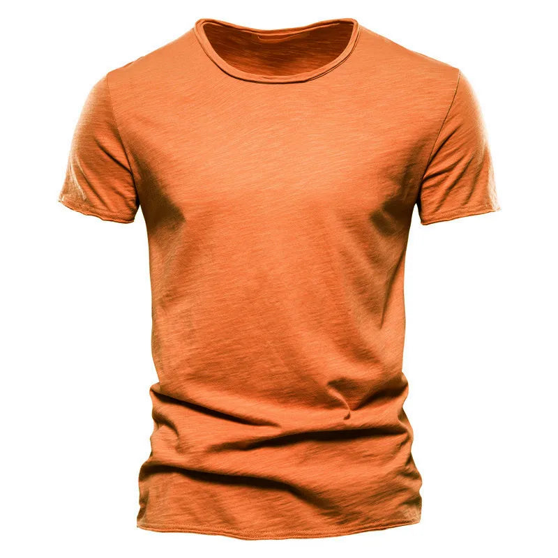 Brand Quality 100% Baumwolle Herren T-Shirt V-Ausschnitt Fashion Design Slim Fit Uni T-Shirts Herren Oberteile Kurzarm T-Shirt Für Herren
