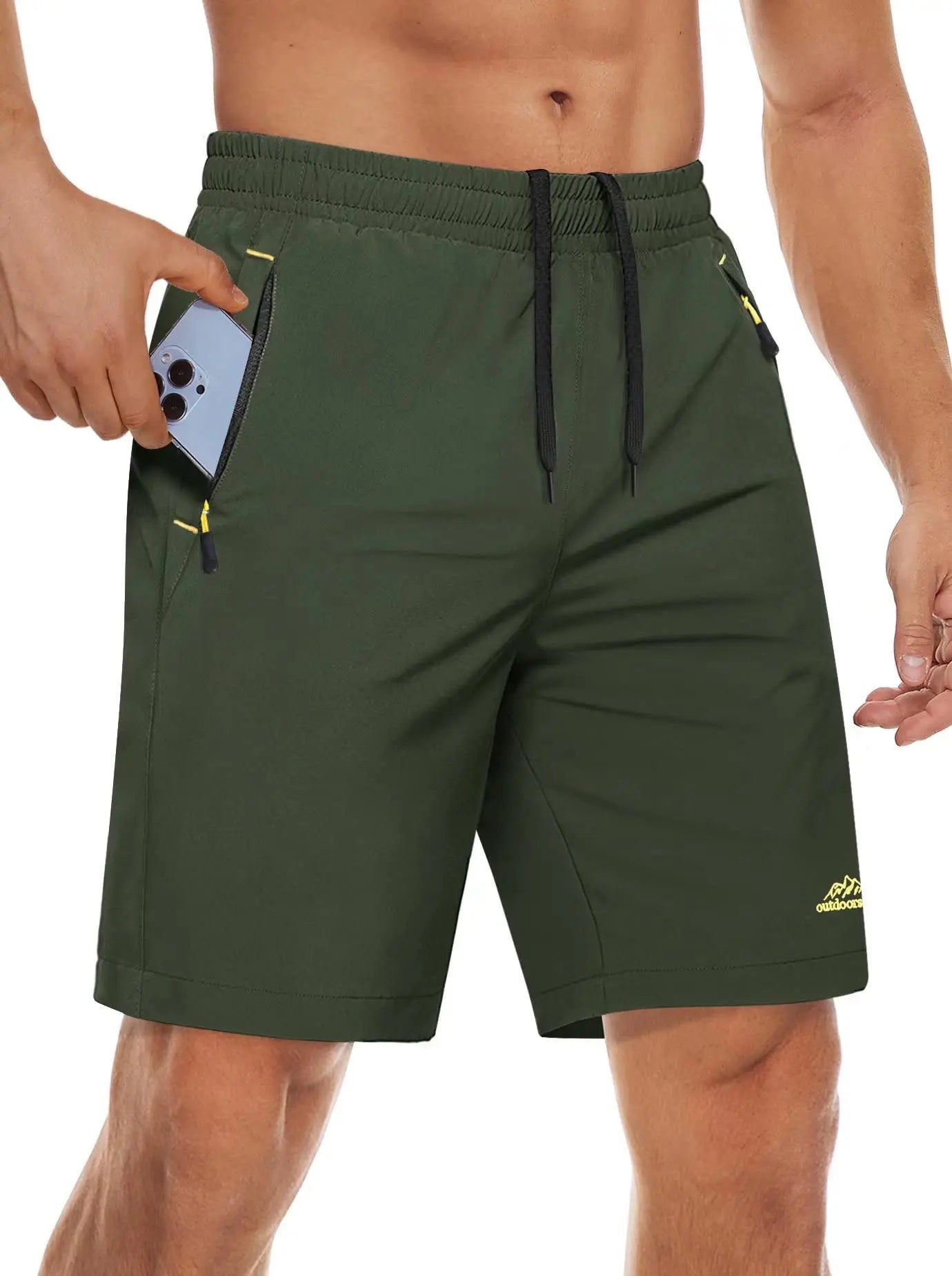 TACVASEN Quick Dry Sportshorts mit Reißverschlusstaschen Herren Sommer Laufshorts Fitnessstudio Training Workout Fitness Wandershorts