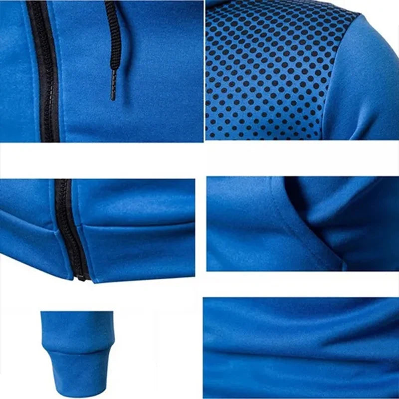 Outdoor Personality Hoodies+Pants Self-Cultivation 2 Set Punk Street Anzug für Herren Sport- und Freizeit-Reißverschluss Herren Trainingsanzug