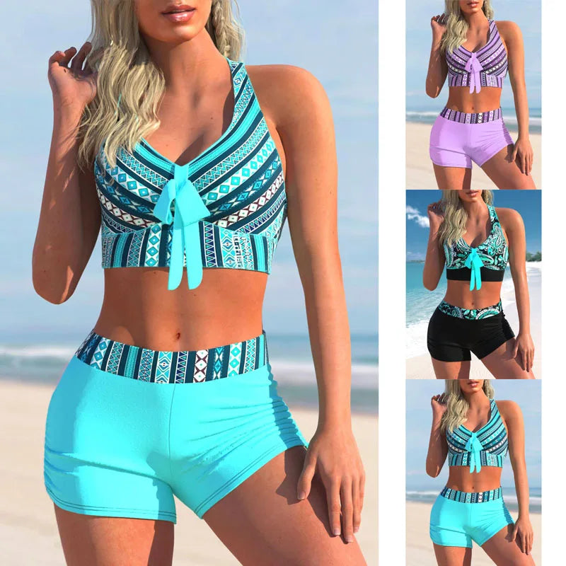Sommer-Strandmode-Design Damen-Bikini zweiteiliges Set Streifenmuster Schleife Strand Neuer Badeanzug S-5XL