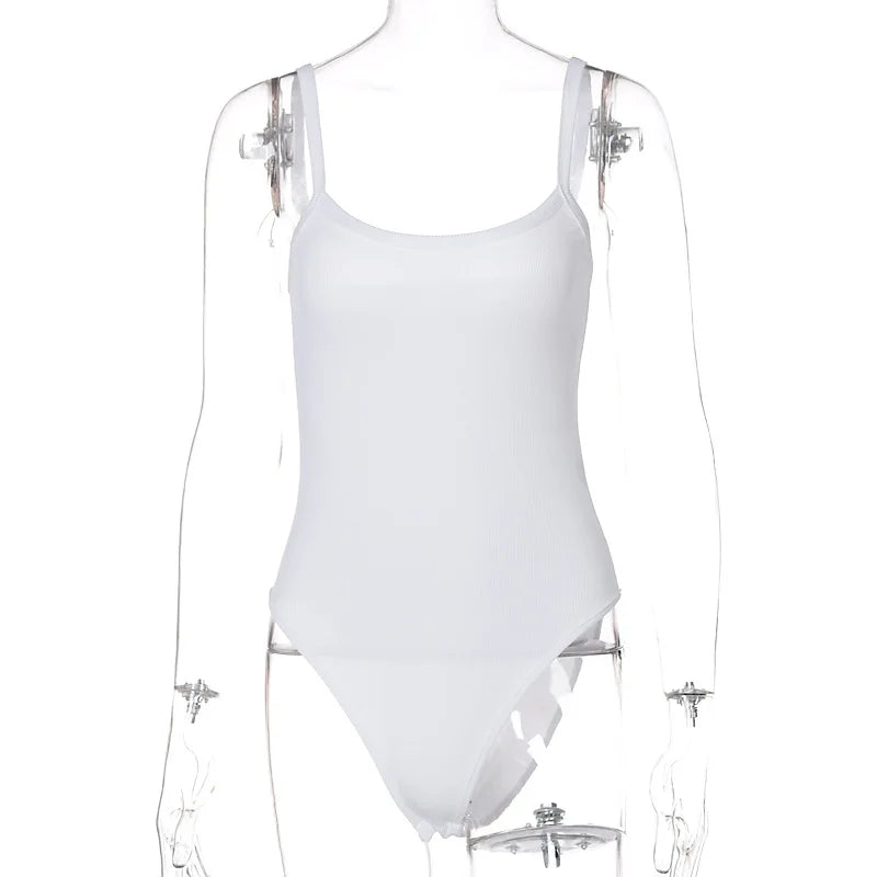 Trägerloser, figurbetonter, sexy Body, lässig, einfach, weiß, Sommer, Body, Damen-Oberteile, ärmellos, transparenter Body, Jumpsuit, eng anliegend