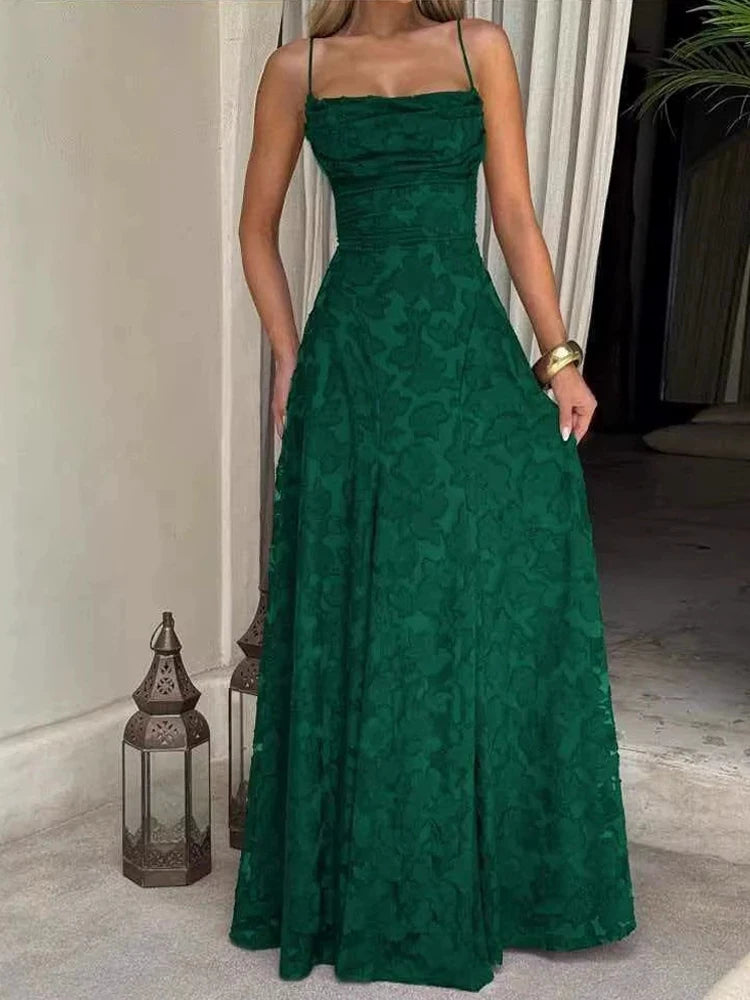 2026 Blumengesticktes Maxikleid für Damen, Sommerparty, Ballkleider, sexy rückenfreie Trägerkleider im französischen Stil, Abendkleid