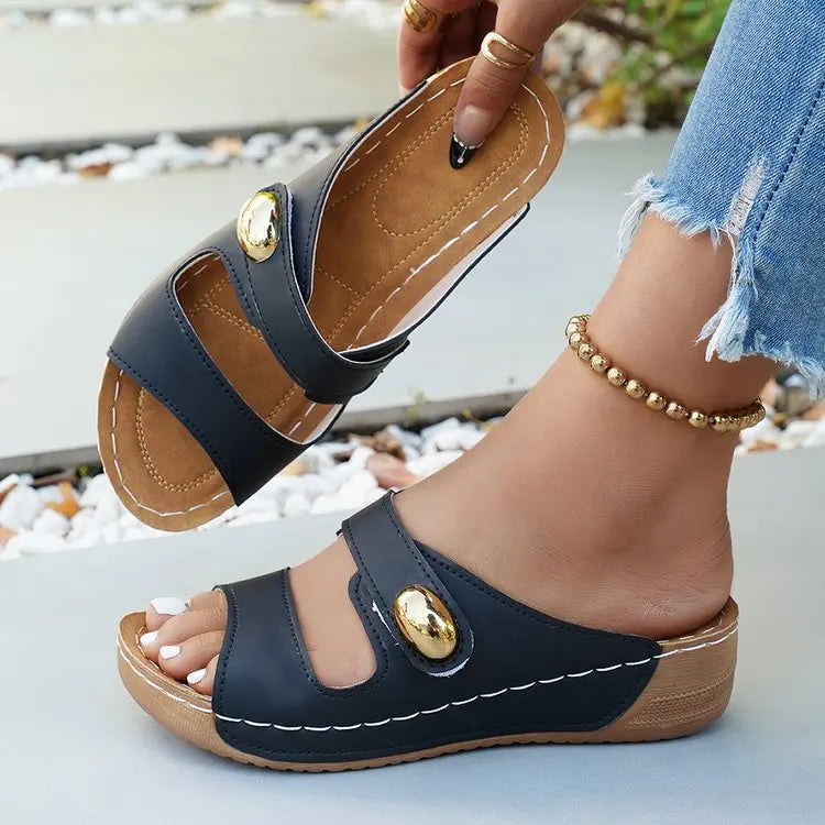 Damen-Sandalen Lässige Sommersandalen mit Absatz Schuhe Damen Plateau-Sandalen Indoor-Outdoor-Hausschuhe Sommer-Absatzschuhe