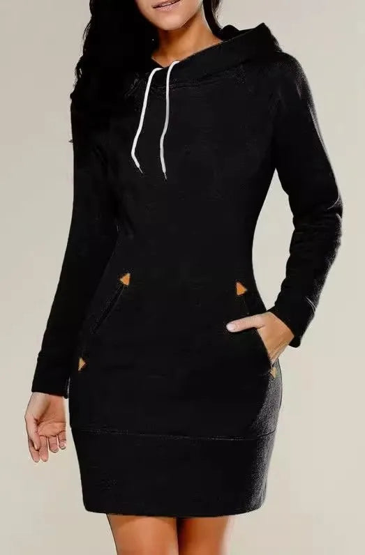 2024 Damen Damenbekleidung Kleider heiß verkaufter neuer Kapuzenpullover mit Reißverschluss, mittellanges Kapuzenkleid in 5 Farben und Größe 6 Kleid