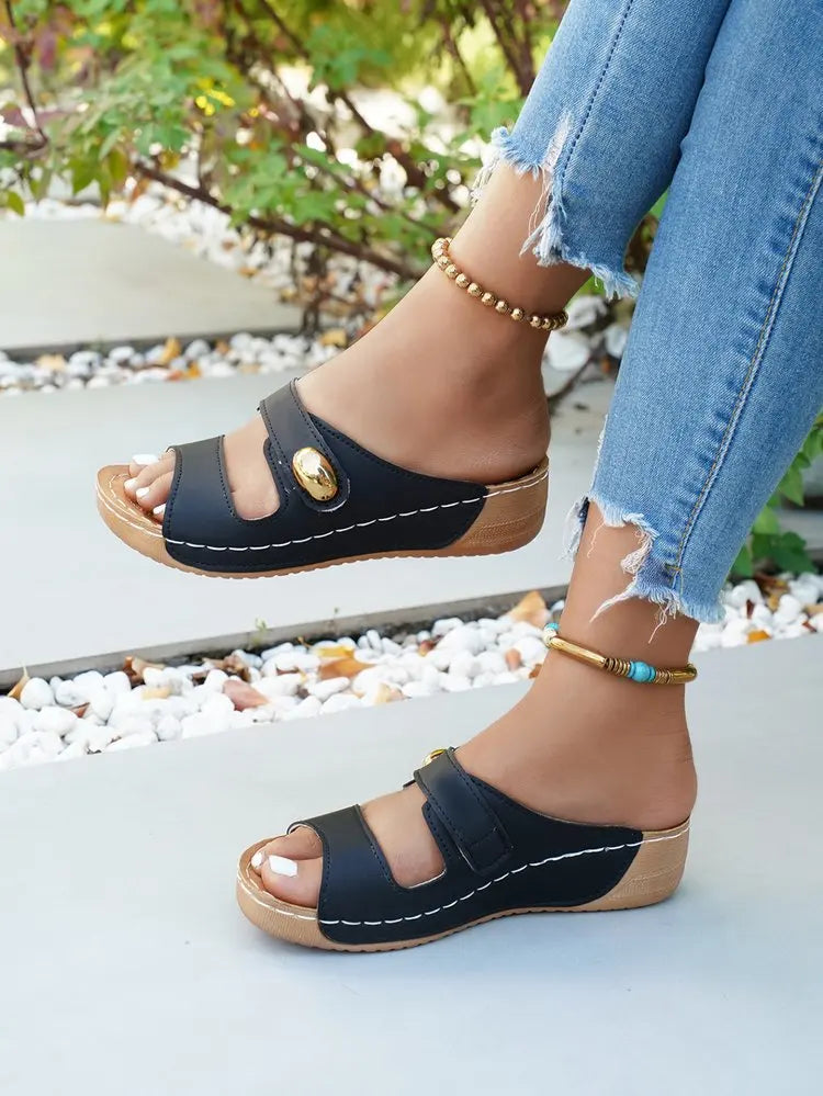 Damen-Sandalen Lässige Sommersandalen mit Absatz Schuhe Damen Plateau-Sandalen Indoor-Outdoor-Hausschuhe Sommer-Absatzschuhe