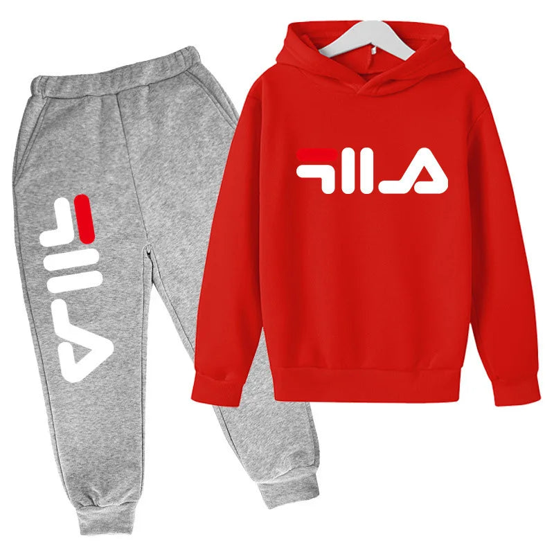 Kids Autumn Spring Trend Letter Print 2pcs Hoodie+Pants Tracksuits 2-13 Years Boys Girls Casual Outfits Children Clothes Sets