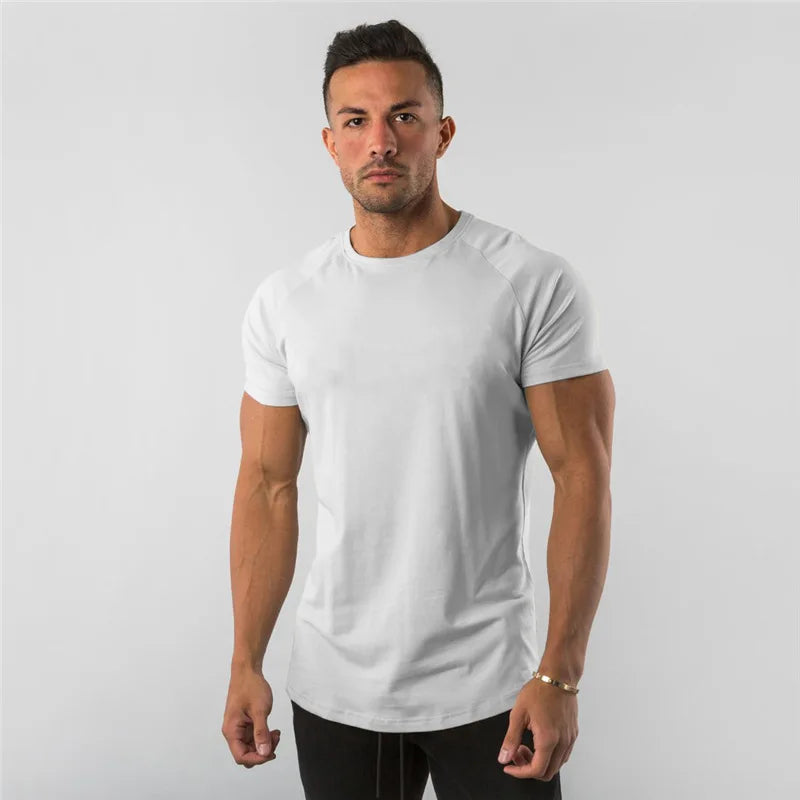 T-Shirt Herren Freizeit Kurzarm Muscle Jogger Bodybuilding T-Shirt Herren Gym Fitness Oberteile Tee Streetwear Slim Fit Sommer T-Shirt