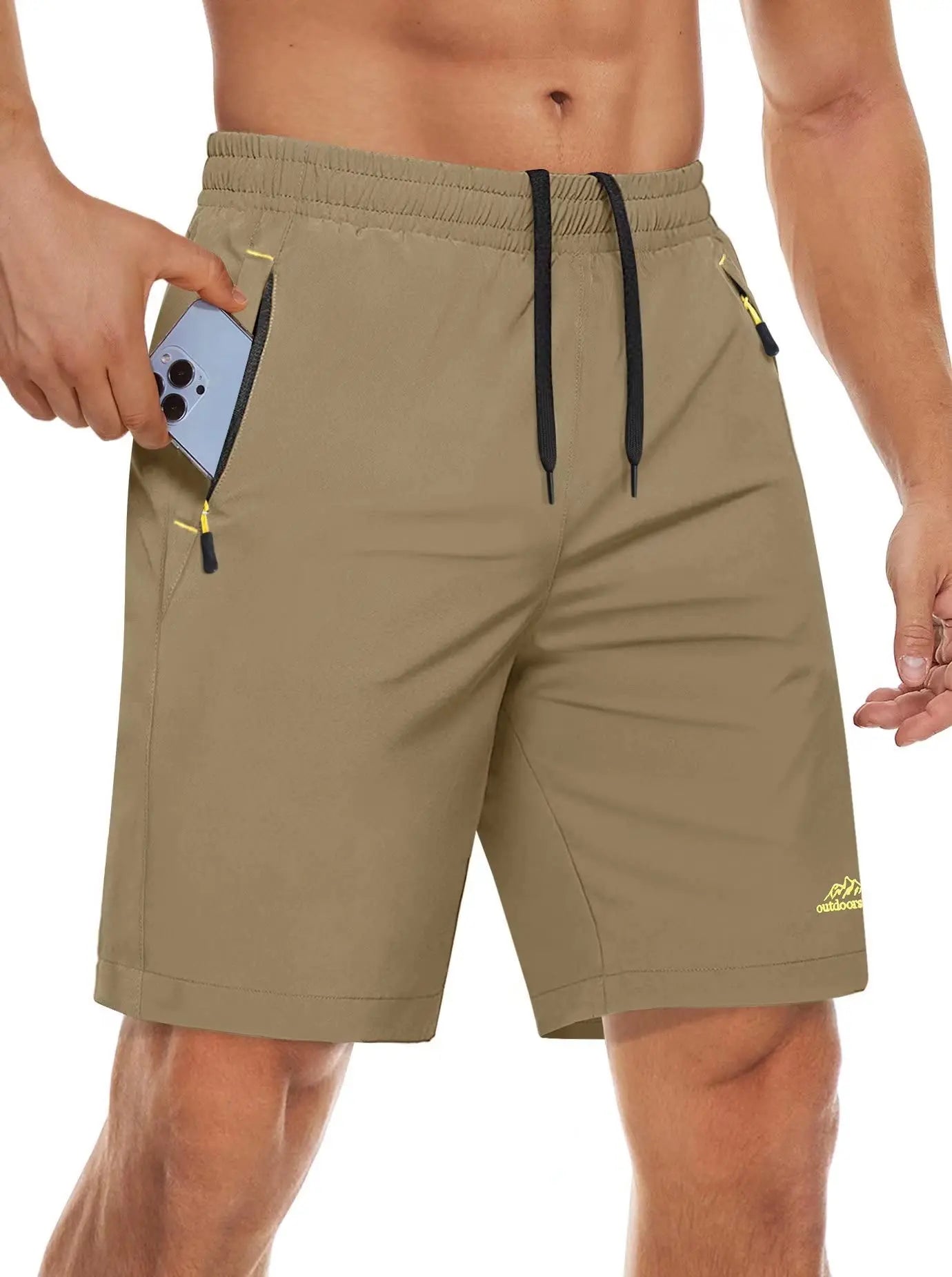 TACVASEN Quick Dry Sportshorts mit Reißverschlusstaschen Herren Sommer Laufshorts Fitnessstudio Training Workout Fitness Wandershorts