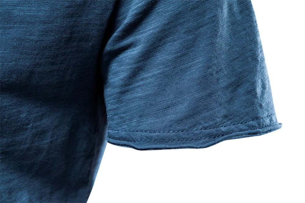 Brand Quality 100% Baumwolle Herren T-Shirt V-Ausschnitt Fashion Design Slim Fit Uni T-Shirts Herren Oberteile Kurzarm T-Shirt Für Herren