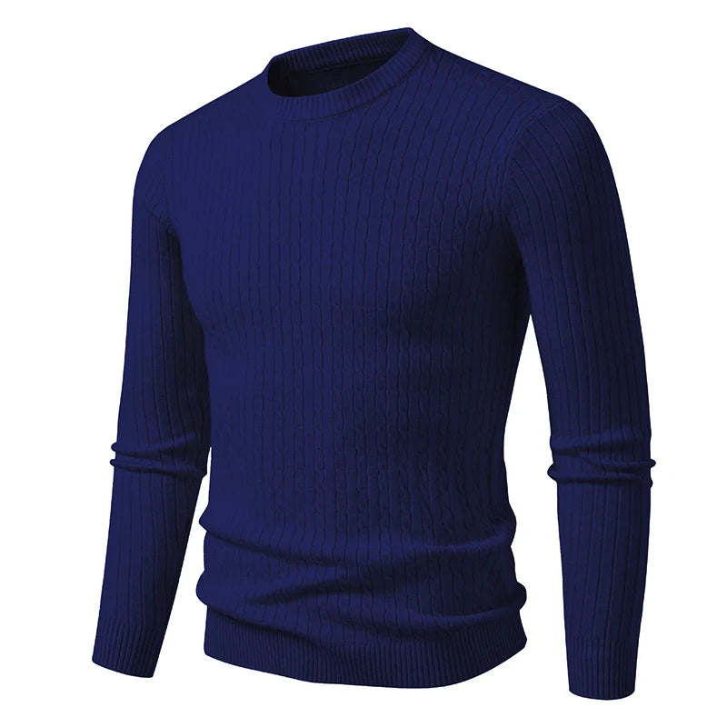 neue Herren Rundhals-Pullover Langarm Leichtgewicht Strickkleid Pullover Casual Oberbekleidung Zopfmuster Pullover