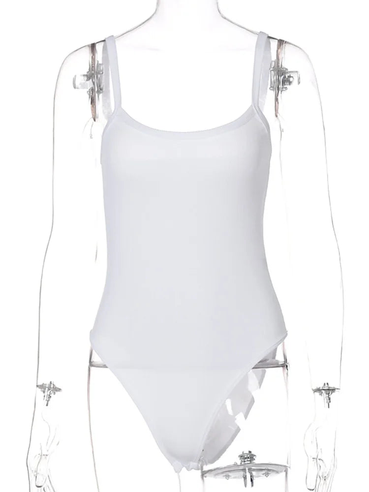 Trägerloser, figurbetonter, sexy Body, lässig, einfach, weiß, Sommer, Body, Damen-Oberteile, ärmellos, transparenter Body, Jumpsuit, eng anliegend