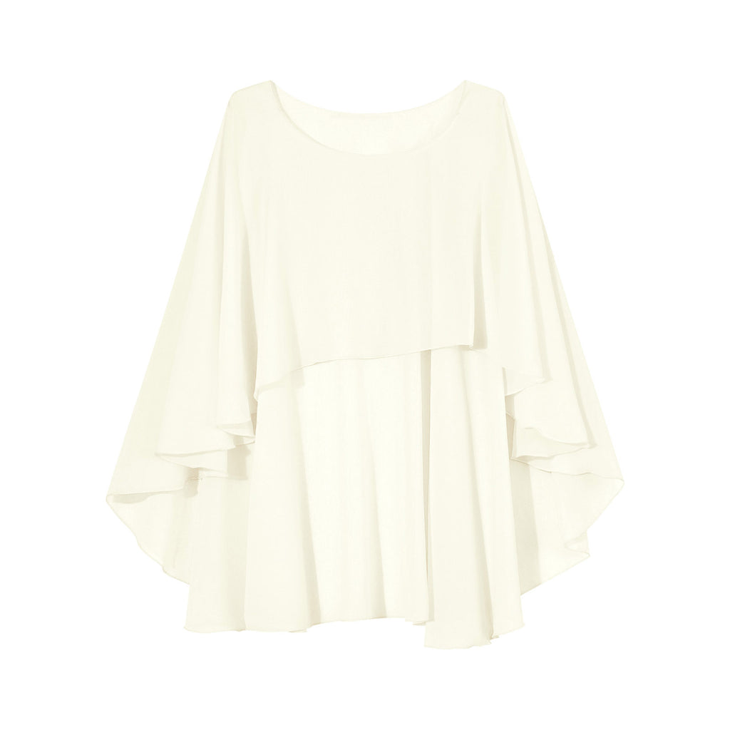 Women Chiffon Solid Pullover Capes Shawl Hi-low Hem Thin Soft Shrug Ponchos for Wedding Bridal Bridesmaid Evening Party Dress