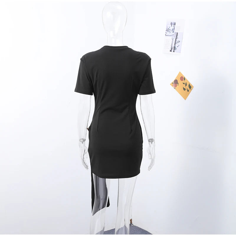 Elegantes Minikleid Damen Schleifen Schmal O-Ausschnitt Kurzarm Über dem Knie Kleider Weiblich Frühling Sommer Partykleid Lady High Street