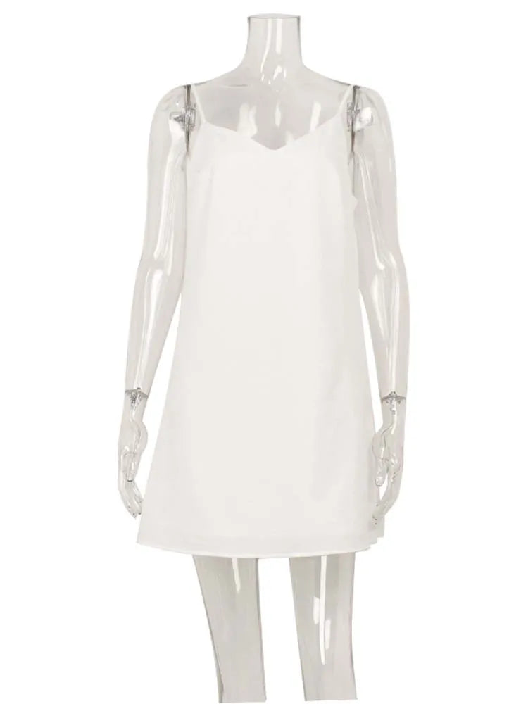 Ahagaga Fashion Damenkleider, einfarbig, Träger, Bandage, normal, lässig, V-Ausschnitt, ärmellos, Sommer-Camisole, locker, süß, weiblich, Vestido
