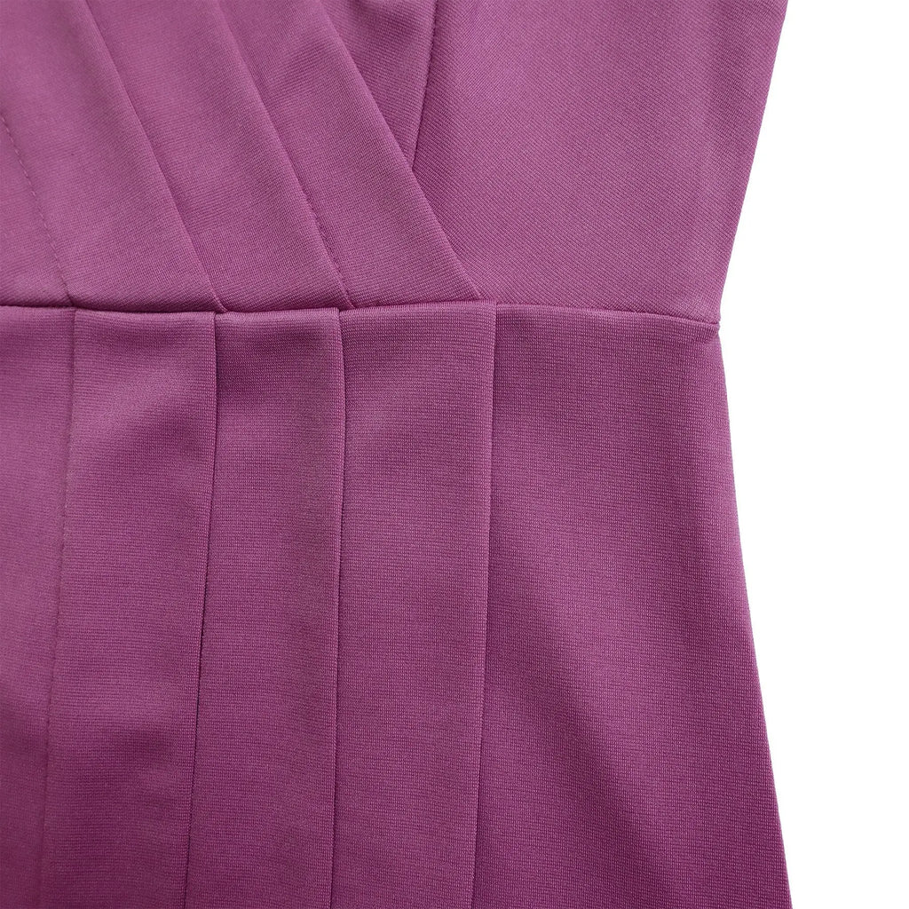 Summer New 2026 Women's Solid Color V-Neck Short Sleeve Dress Pencil Skirt Waist Tunle Material Fashionable Casual Maxi Dress