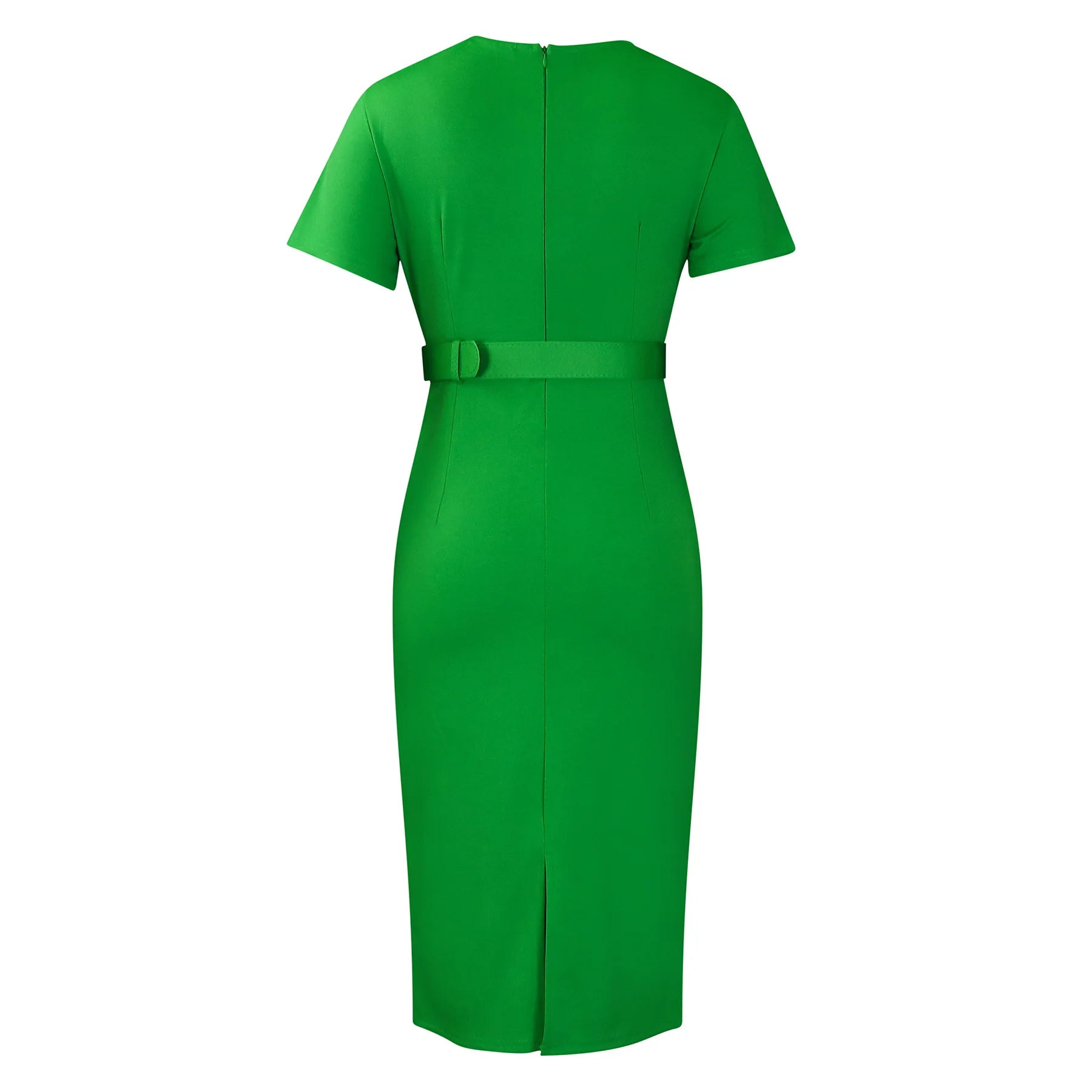 Summer New 2026 Women's Solid Color V-Neck Short Sleeve Dress Pencil Skirt Waist Tunle Material Fashionable Casual Maxi Dress