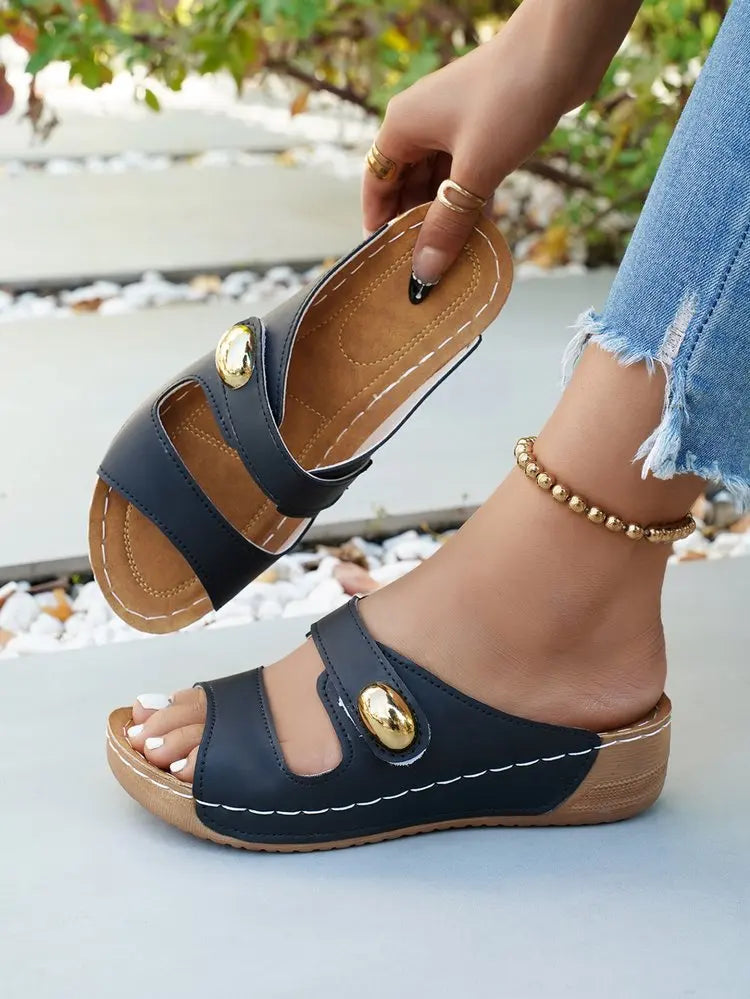 Damen-Sandalen Lässige Sommersandalen mit Absatz Schuhe Damen Plateau-Sandalen Indoor-Outdoor-Hausschuhe Sommer-Absatzschuhe