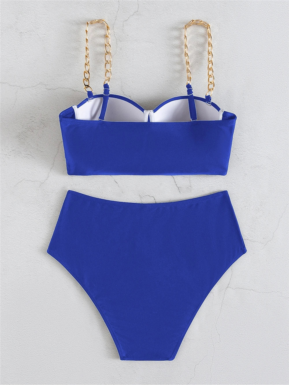 Kettenriemen-Bikinis 2026 Damen einfarbiger Push-up-Badeanzug High Waist Bademode weiblich sexy Badeanzug Schwimmen Sommer Strandmode