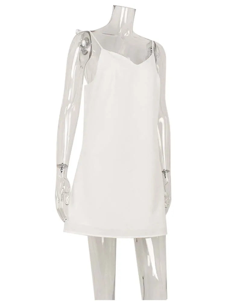 Ahagaga Fashion Damenkleider, einfarbig, Träger, Bandage, normal, lässig, V-Ausschnitt, ärmellos, Sommer-Camisole, locker, süß, weiblich, Vestido