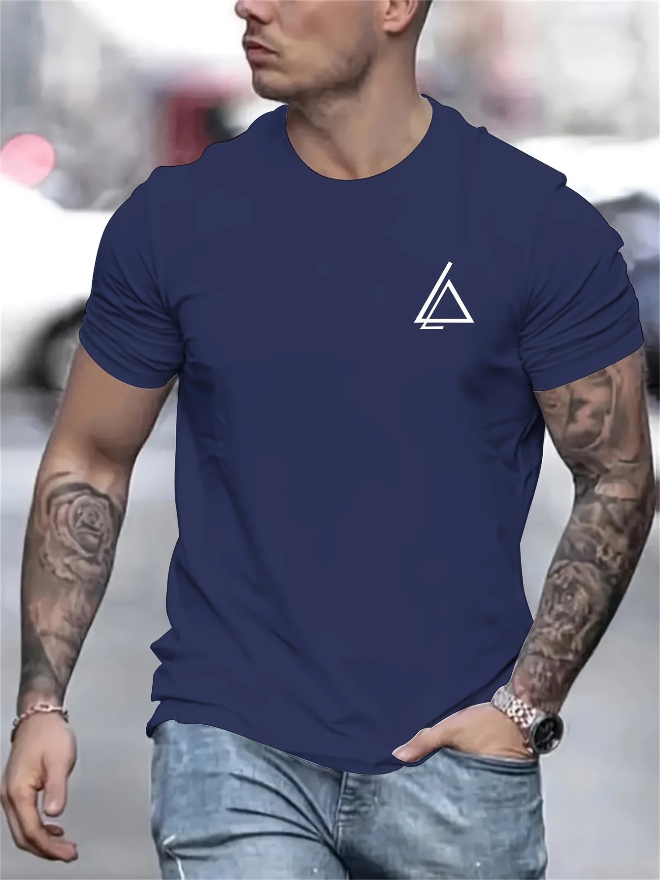 Herren Sommer 100 Baumwolle modisch lässig locker Übergröße trendiger Musterdruck Sport Rundhals Kurzarm T-Shirt Oberteil