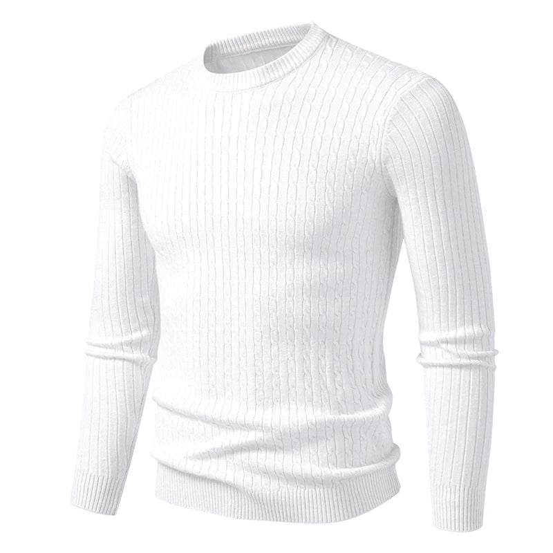 neue Herren Rundhals-Pullover Langarm Leichtgewicht Strickkleid Pullover Casual Oberbekleidung Zopfmuster Pullover