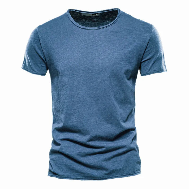 Brand Quality 100% Baumwolle Herren T-Shirt V-Ausschnitt Fashion Design Slim Fit Uni T-Shirts Herren Oberteile Kurzarm T-Shirt Für Herren