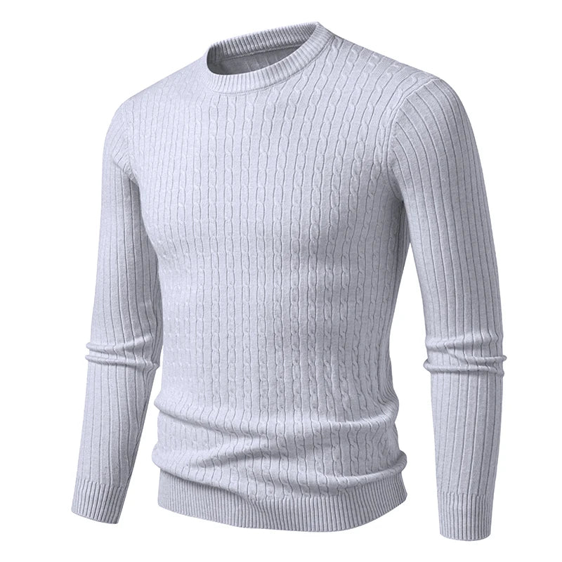 neue Herren Rundhals-Pullover Langarm Leichtgewicht Strickkleid Pullover Casual Oberbekleidung Zopfmuster Pullover
