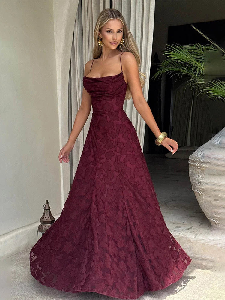 2026 Blumengesticktes Maxikleid für Damen, Sommerparty, Ballkleider, sexy rückenfreie Trägerkleider im französischen Stil, Abendkleid