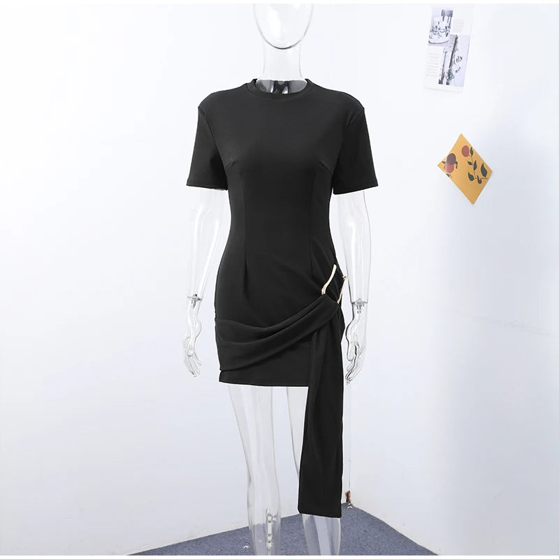 Elegantes Minikleid Damen Schleifen Schmal O-Ausschnitt Kurzarm Über dem Knie Kleider Weiblich Frühling Sommer Partykleid Lady High Street