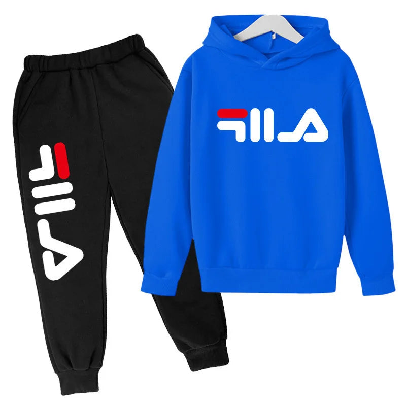 Kids Autumn Spring Trend Letter Print 2pcs Hoodie+Pants Tracksuits 2-13 Years Boys Girls Casual Outfits Children Clothes Sets