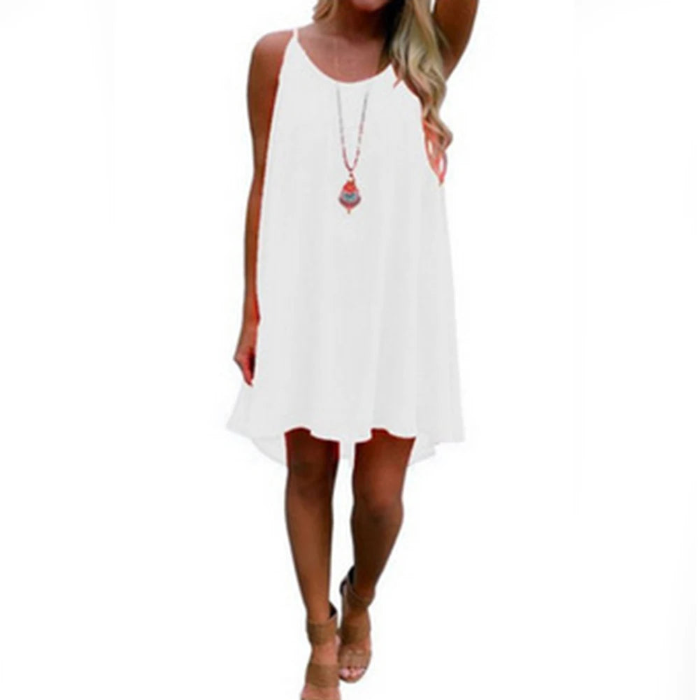 2016 Sommer-Mode 2016 Heißes neues sexy ärmelloses Strandkleid für Damen, lässig, mit Trägern, rückenfrei, für Abendpartys