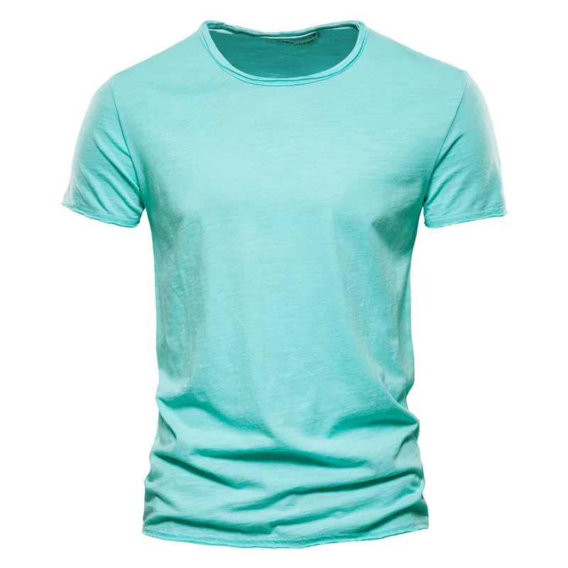 Brand Quality 100% Baumwolle Herren T-Shirt V-Ausschnitt Fashion Design Slim Fit Uni T-Shirts Herren Oberteile Kurzarm T-Shirt Für Herren
