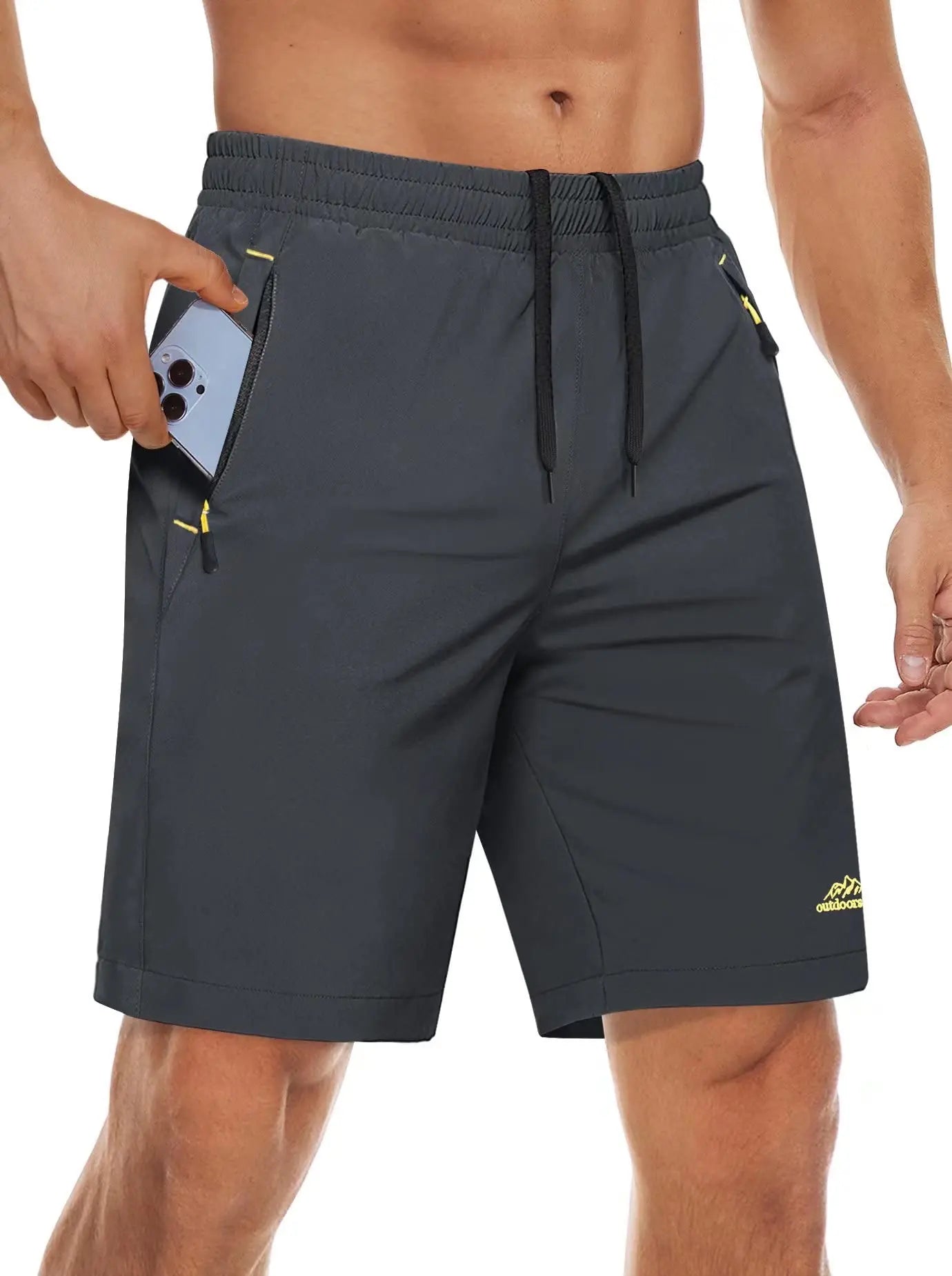 TACVASEN Quick Dry Sportshorts mit Reißverschlusstaschen Herren Sommer Laufshorts Fitnessstudio Training Workout Fitness Wandershorts