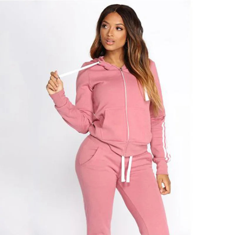 Urban Casual Fashion Sportswear 2-teiliges Set Damen Sexy Jogger Outfit Herbst Neuer Stil Damen Trainingsanzug Reißverschluss Hoodies Sweatpants