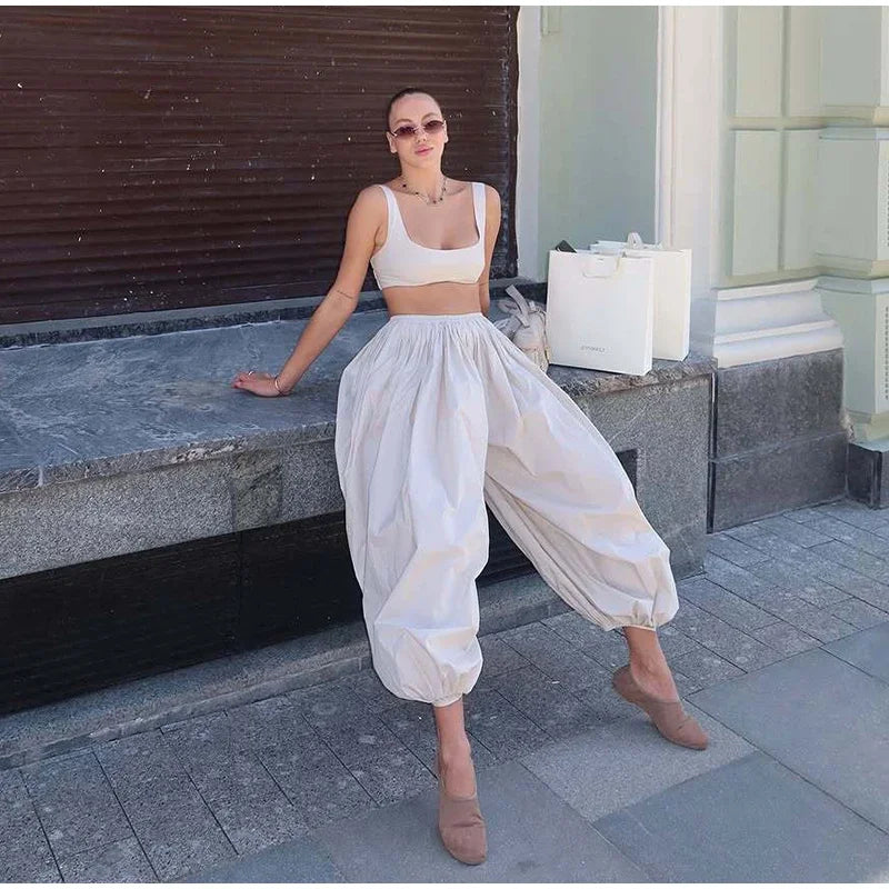 Women Low-rise Lantern Pants 3-piece Set Casual Striped Sleeveless Vest Long Sleeve Lapel Shirt Sets 2026 Lady Street Outfits