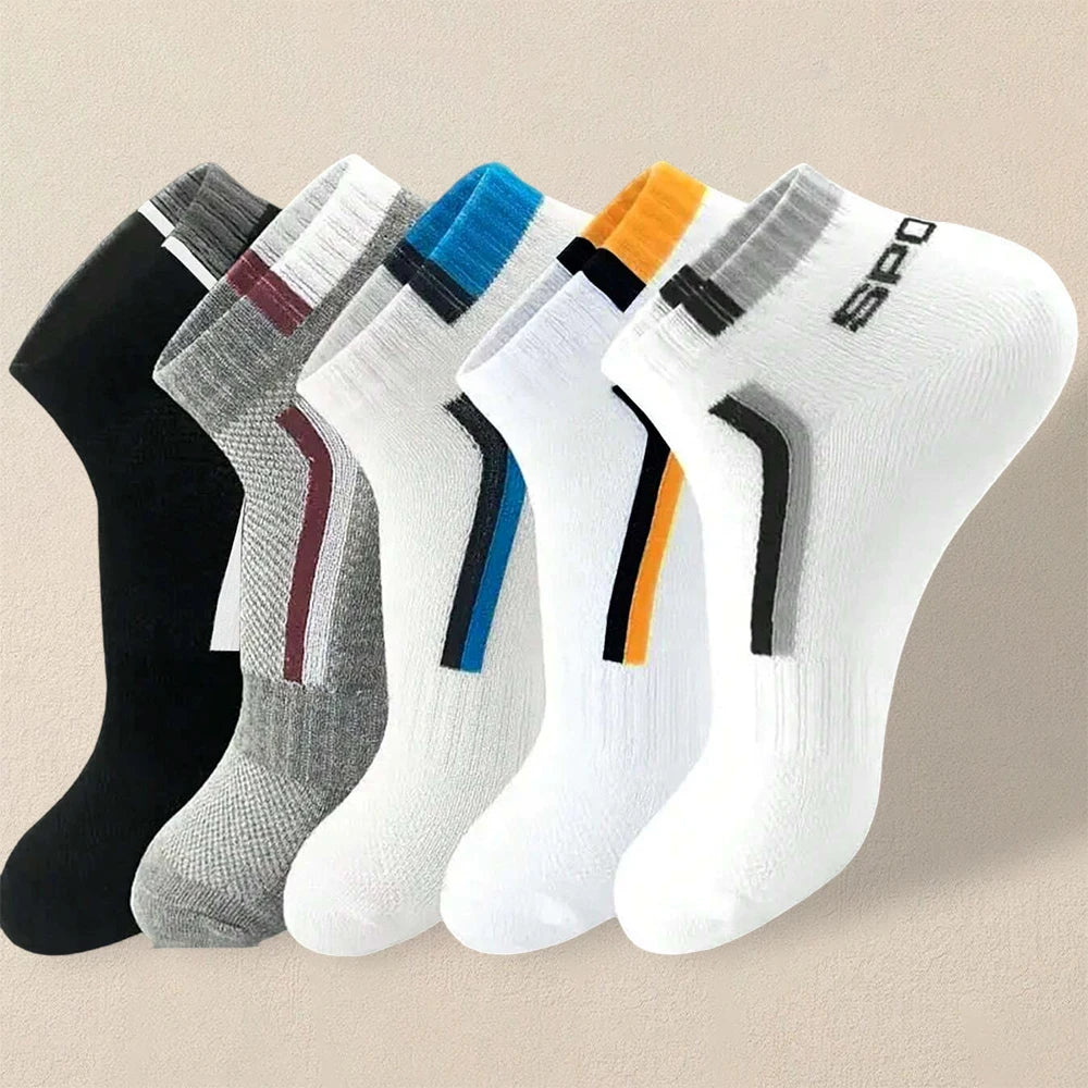 5 Paar Herren Sommersocken, trendig, modisch, schlicht, vielseitig, Herren-Sneaker-Socken, bequem, leicht, atmungsaktiv, Freizeitsocken