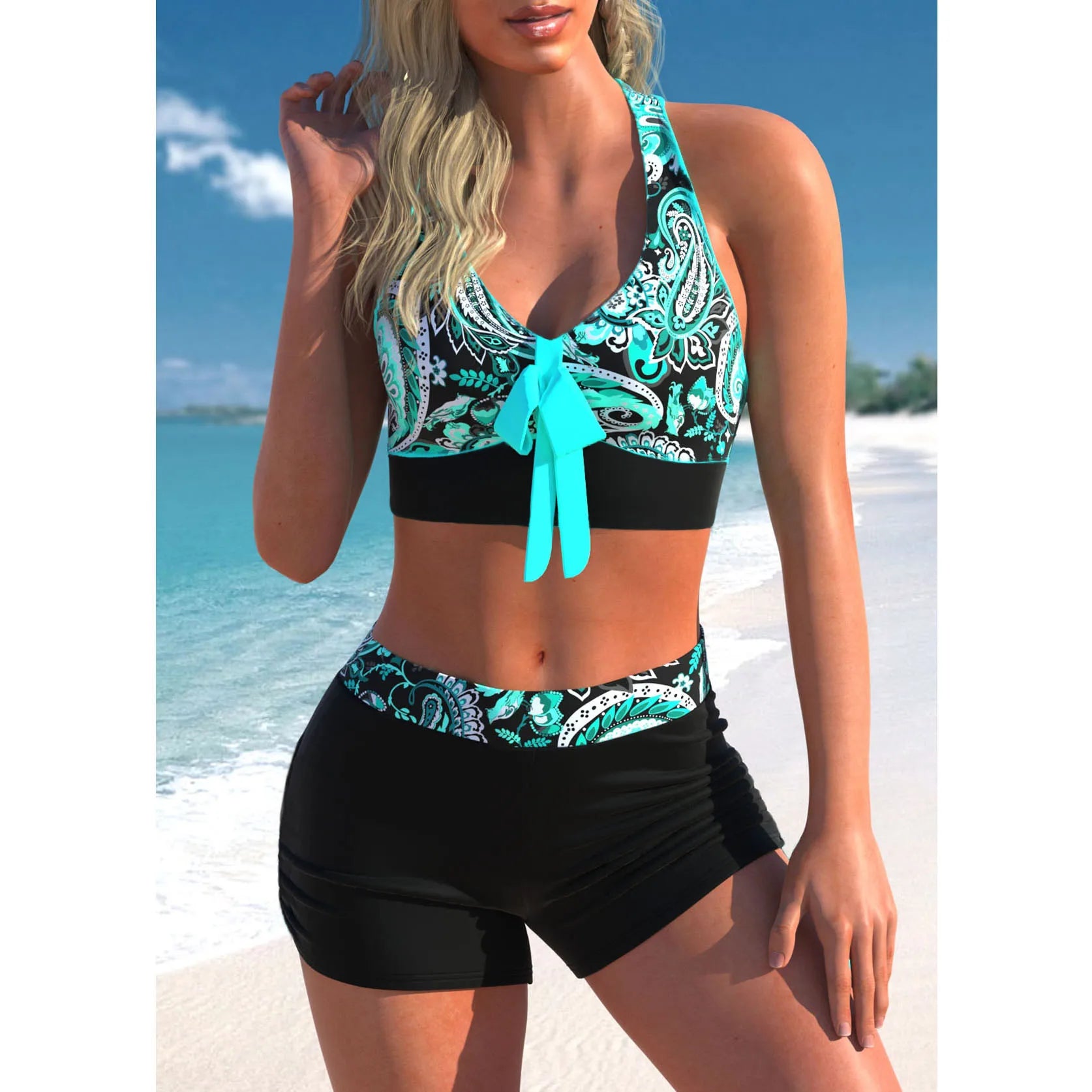 Sommer-Strandmode-Design Damen-Bikini zweiteiliges Set Streifenmuster Schleife Strand Neuer Badeanzug S-5XL