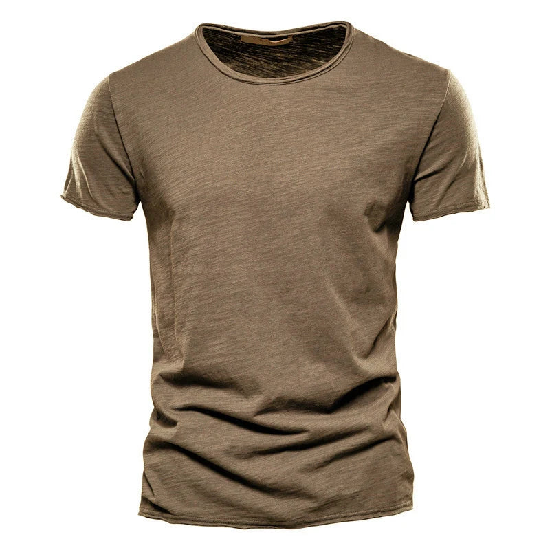 Brand Quality 100% Baumwolle Herren T-Shirt V-Ausschnitt Fashion Design Slim Fit Uni T-Shirts Herren Oberteile Kurzarm T-Shirt Für Herren