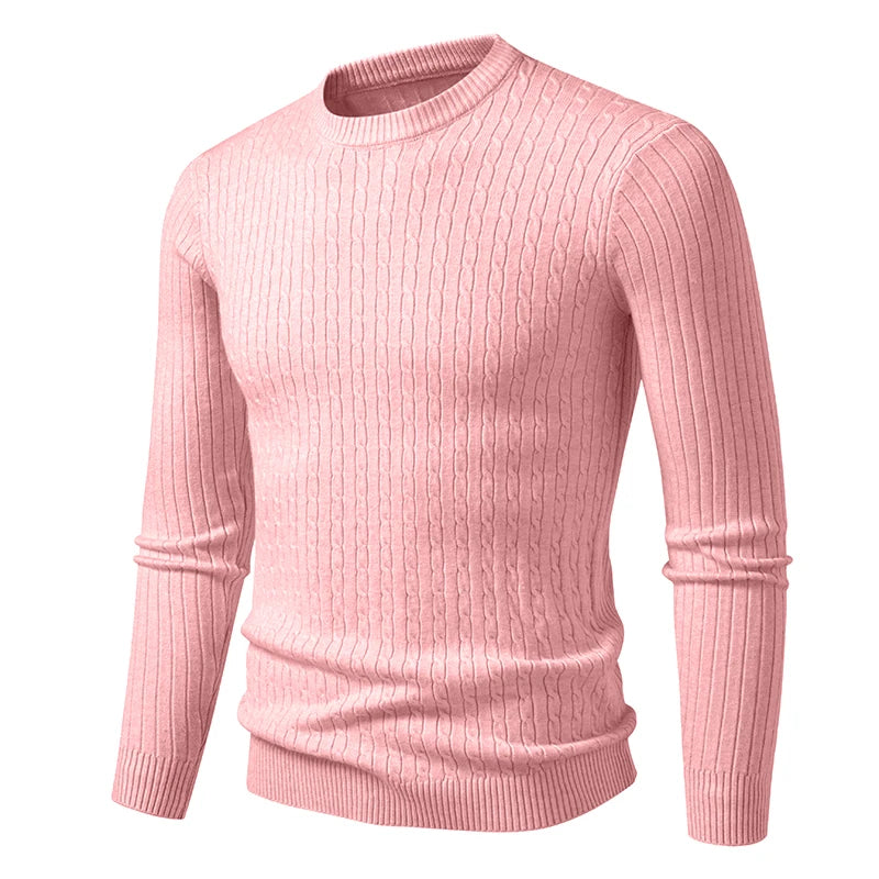 neue Herren Rundhals-Pullover Langarm Leichtgewicht Strickkleid Pullover Casual Oberbekleidung Zopfmuster Pullover