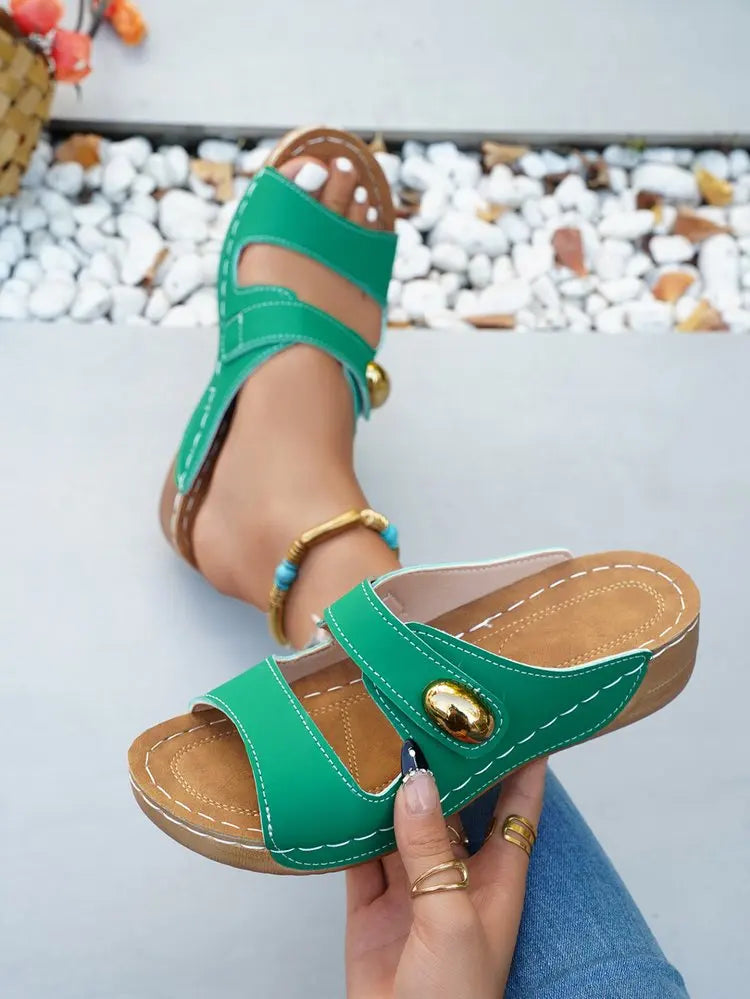 Damen-Sandalen Lässige Sommersandalen mit Absatz Schuhe Damen Plateau-Sandalen Indoor-Outdoor-Hausschuhe Sommer-Absatzschuhe