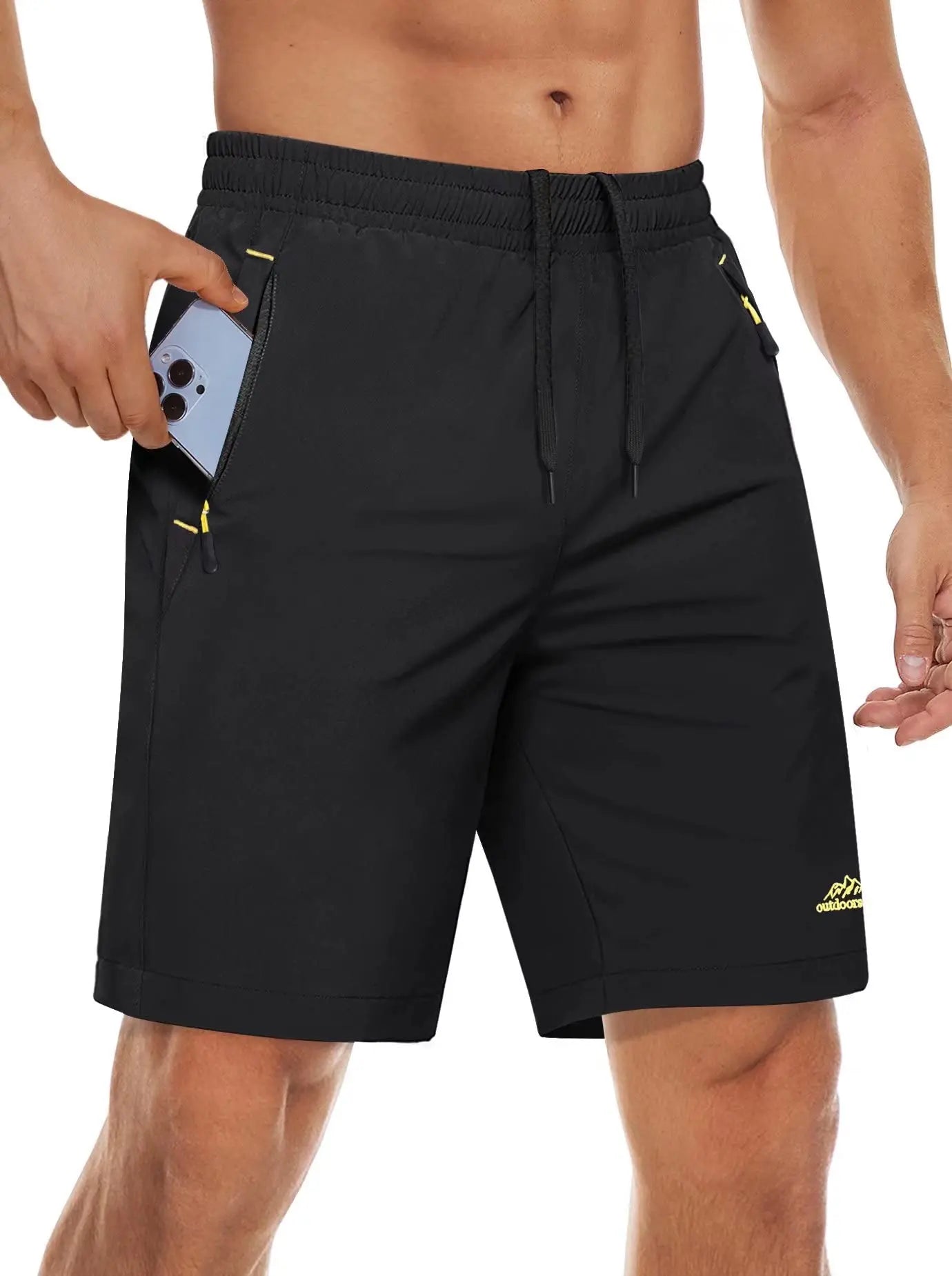 TACVASEN Quick Dry Sportshorts mit Reißverschlusstaschen Herren Sommer Laufshorts Fitnessstudio Training Workout Fitness Wandershorts