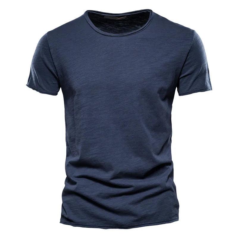 Brand Quality 100% Baumwolle Herren T-Shirt V-Ausschnitt Fashion Design Slim Fit Uni T-Shirts Herren Oberteile Kurzarm T-Shirt Für Herren