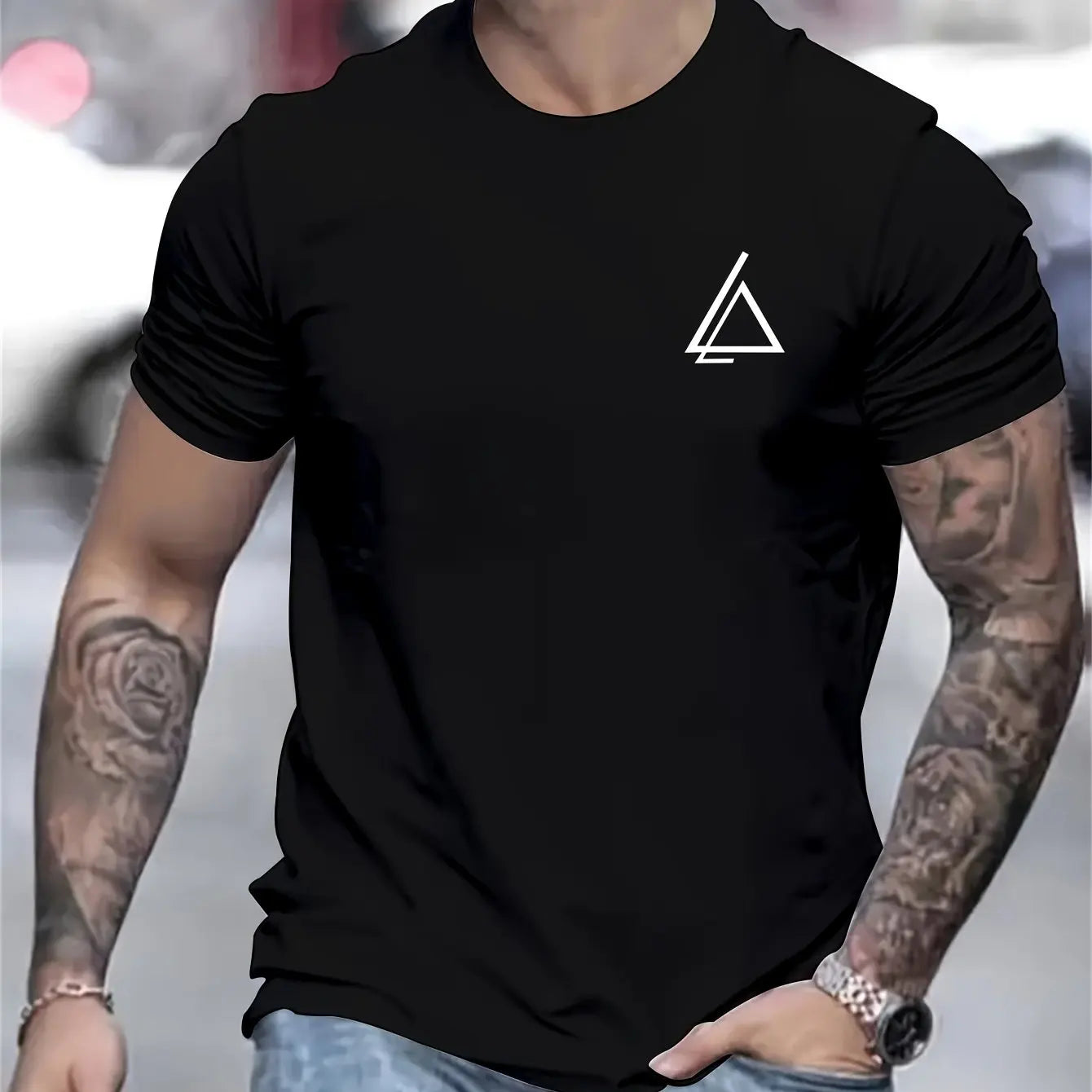 Herren Sommer 100 Baumwolle modisch lässig locker Übergröße trendiger Musterdruck Sport Rundhals Kurzarm T-Shirt Oberteil