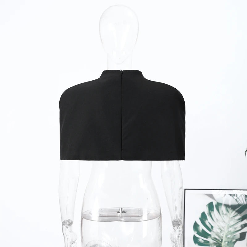 Cropped Women Blazer Zipper Sleeveless Stand Collar Solid Elegant Female Shrugs Top Fashion Casual Party Clothing New 2026