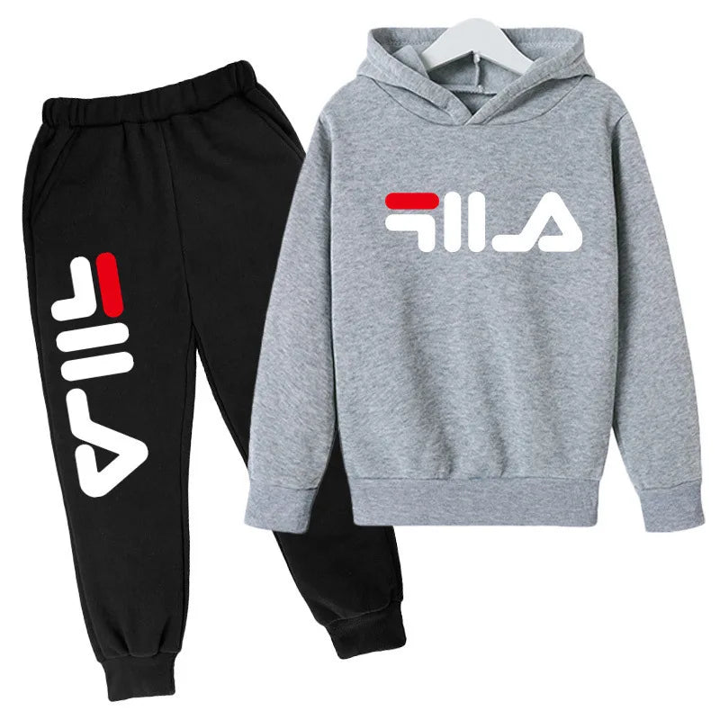 Kids Autumn Spring Trend Letter Print 2pcs Hoodie+Pants Tracksuits 2-13 Years Boys Girls Casual Outfits Children Clothes Sets