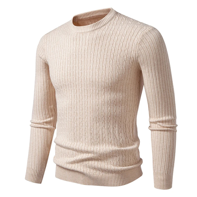 neue Herren Rundhals-Pullover Langarm Leichtgewicht Strickkleid Pullover Casual Oberbekleidung Zopfmuster Pullover