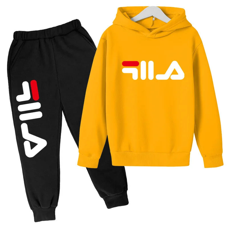 Kids Autumn Spring Trend Letter Print 2pcs Hoodie+Pants Tracksuits 2-13 Years Boys Girls Casual Outfits Children Clothes Sets