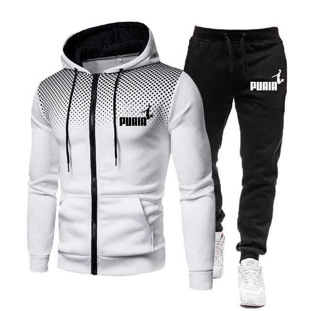 Outdoor Personality Hoodies+Pants Self-Cultivation 2 Set Punk Street Anzug für Herren Sport- und Freizeit-Reißverschluss Herren Trainingsanzug