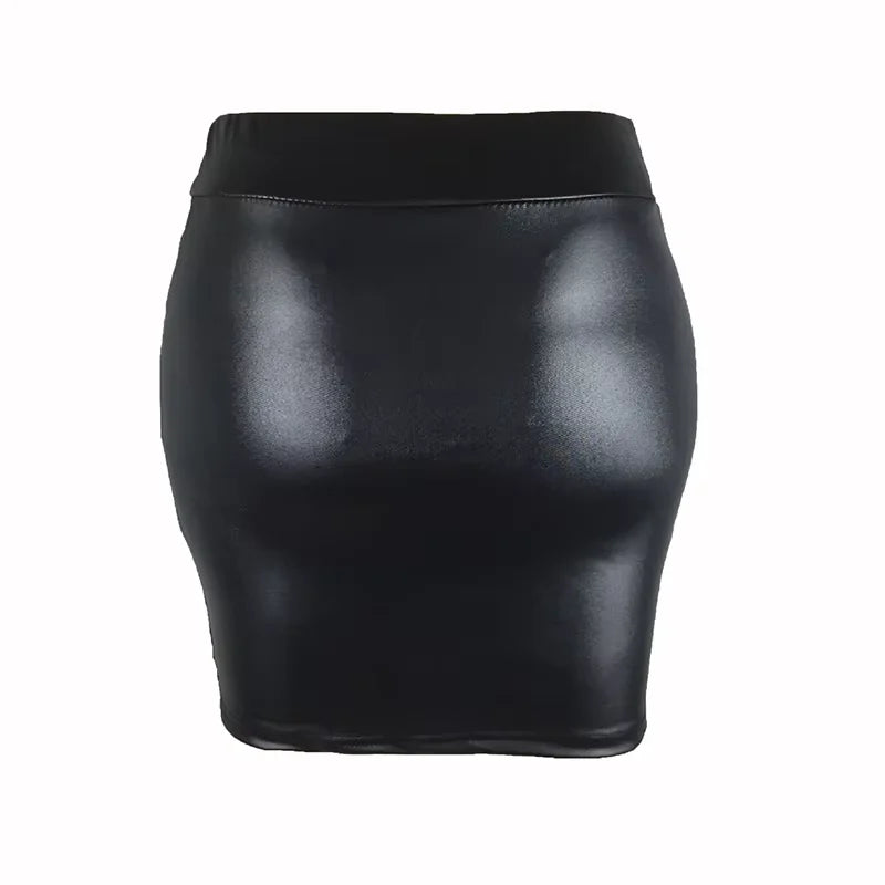 Damen High-Waist Minirock Slim Fit Vintage Bodycon Hüft-Bleistiftrock Sexy Kunstleder Clubwear Bürokleidung für Damen